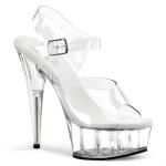 Sale DELIGHT-608 sexy Pleaser High-Heels Plateausandaletten klar mit Lederinnensohle 40