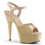 Sale DELIGHT-609 Pleaser High Heels platform ankle strap sandal cream patent 43