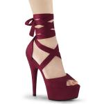 Sale DELIGHT-679 Pleaser High-Heels Plateausandaletten Beinschnüre burgund Velours 40