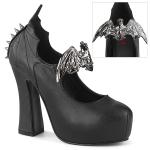 Sale DEMON-18 Pleaser slip-on mary jane pumps spike bat wing detail black matte 40