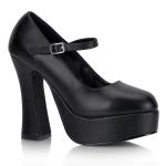 Sale DOLLY-50 Mary Jane High-Heels Plateau Riemchenpumps schwarz Lederoptik 45