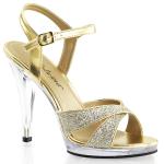 Salke FLAIR-419(G) Fabulicious High-Heels Sandaletten gekreuzte Riemchen gold Glitter 41