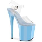 Sale FLAMINGO-808 Pleaser Damen High-Heels Plateausandaletten klar babyblau Größe 37