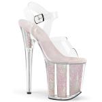 Sale FLAMINGO-808G Pleaser high heels platform sandal clear opal glitter inserts 38