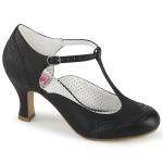 Sale FLAPPER-26 Pin Up Couture Lochmuster T-Riemchen Pumps Schwarz Lederoptik 37