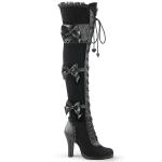 Sale GLAM-300 DemoniaCult high heels platform tigh high boot black lace overlay and bow 41