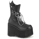 Sale KERA-130 DemoniaCult vegane wadenhohe Plateaustiefel Ketten Ringe schwarz Lederoptik 37