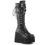 Sale KERA-200 DemoniaCult Damen Gothic Plataustiefel D-Ring Schnürung schwarz Lederoptik 40