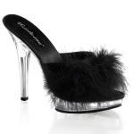 Sale LIP-101-8 Fabulicious High-Heels Pantoletten schwarz klar Satin mit Federflausch 40