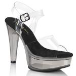 Sale MARTINI-508 Fabulicious High Heels klar schwarz Rauch getönt Pateausandaletten 37