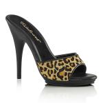 Sale POISE-501FUR Fabulicious Damen Plateau Pantoletten leopard Fell schwarz Matt 39