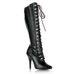 Sale SEDUCE-2024 Pleaser high heels lace-up knee stretch boots black vegan leather 40