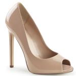 Sale SEXY-42 Pleaser high heels peep toe platform pump nude patent 40