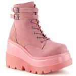 Sale SHAKER-52 DemoniaCult lace-up front ankle boot ankle straps baby pink velvet 40