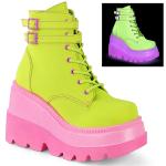 Sale SHAKER-52 DemoniaCult lace-up front ankle boot straps lime reflective UV matte 41