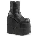 Sale STACK-201 DemoniaCult Damen Herren Plateau Stiefel Flicken Optik schwarz Lederoptik 44