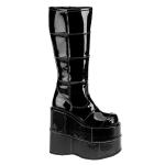 Auktion STACK-301 Damenia Damen Herren Plateau kniehohe Stiefel Flicken Optik schwarz Lack 44