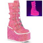 Auktion SWING-230G DemoniaCult wedge platform knee boots 10 buckles pink glitter 41