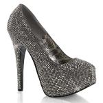 Sale TEEZE-06R Bordello elegant platform high heels grey satin pewter rhinstones 38