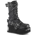 Auktion TRASHVILLE-250 DemoniaCult vegan platform mid-calf boot straps metal plated studs black matte 39