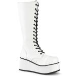 Sale TRASHVILLE-502 DemoniaCult Unisex platform 17 eyelet knee boot white matte 44