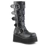 Sale TRASHVILLE-518 vegan DemoniaCult Unisex platform knee boot black with 5 buckles 40